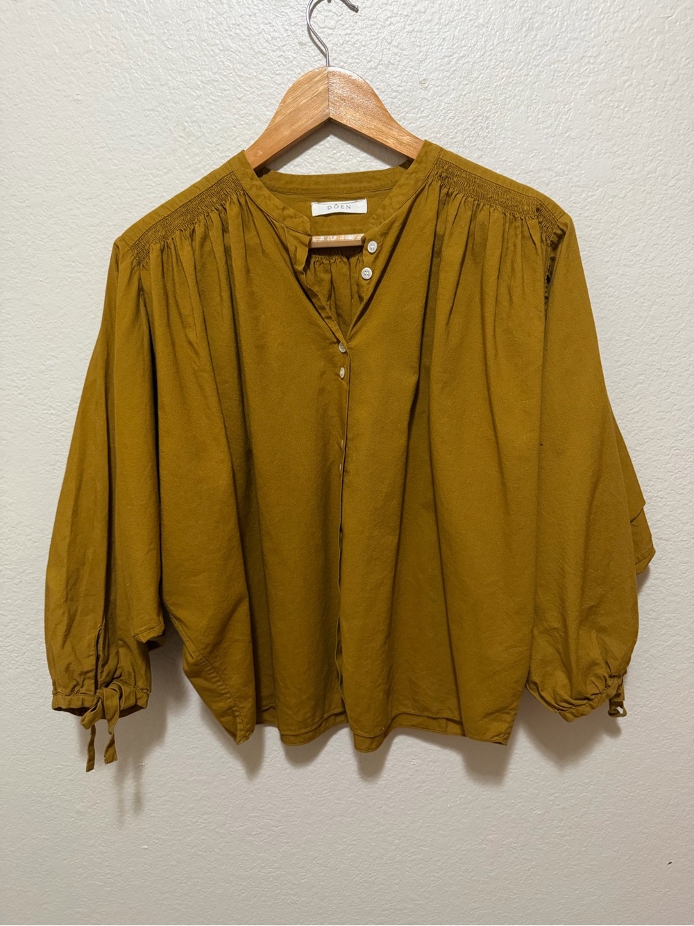 Doên O’Keefe Blouse Ochre Brown Cotton Boho Cottagecore Medium